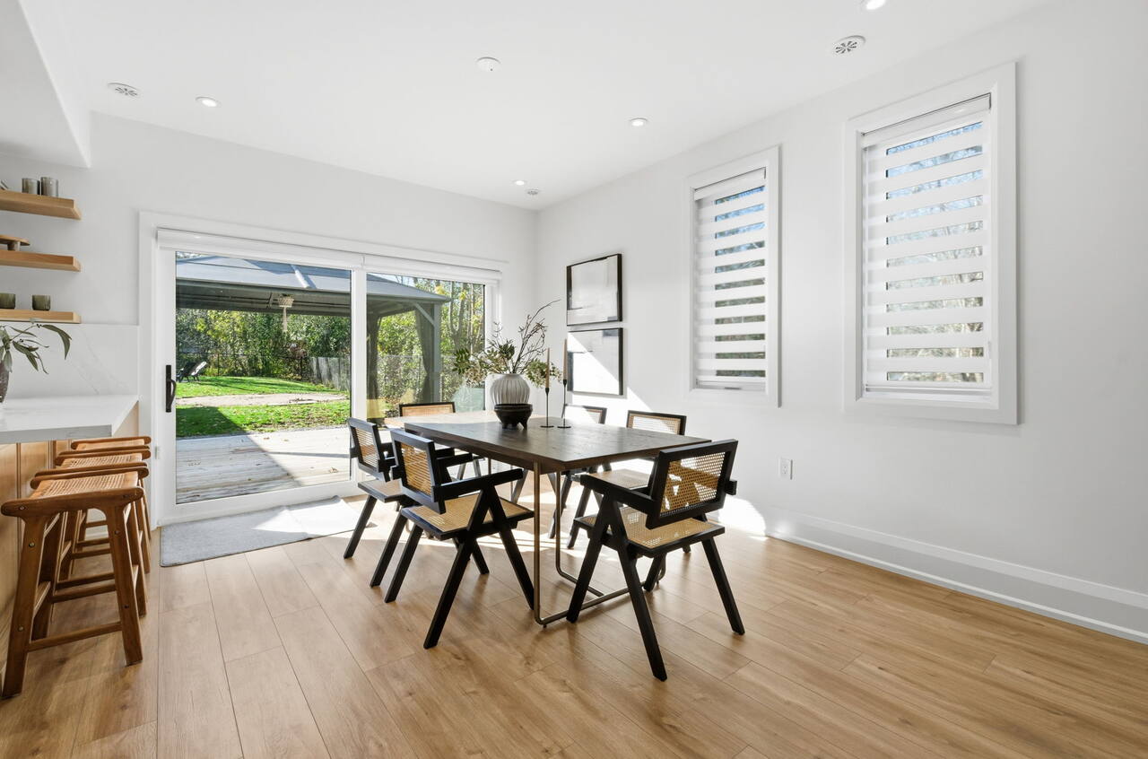 Dining area by the windows